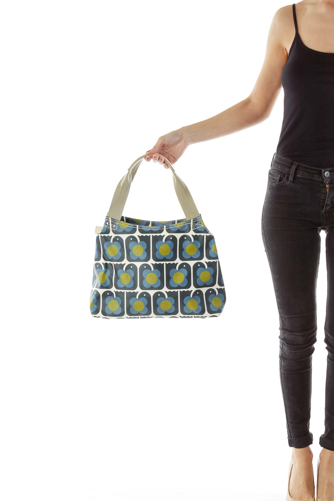 Blue Green Flower Print Shoulder Bag