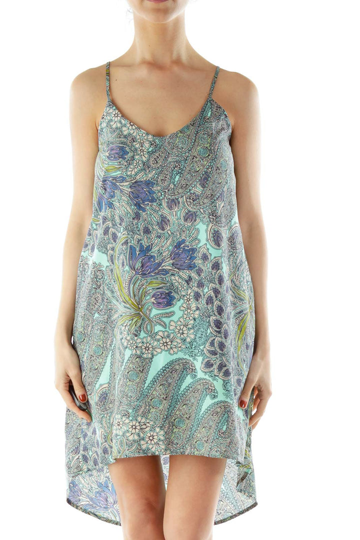 Green Blue Floral Day Dress