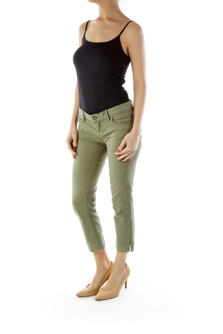 Green Cropped Denim Jeans