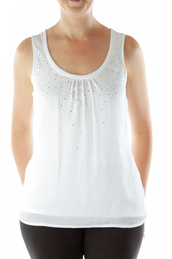 White Tank with Metallic Studs