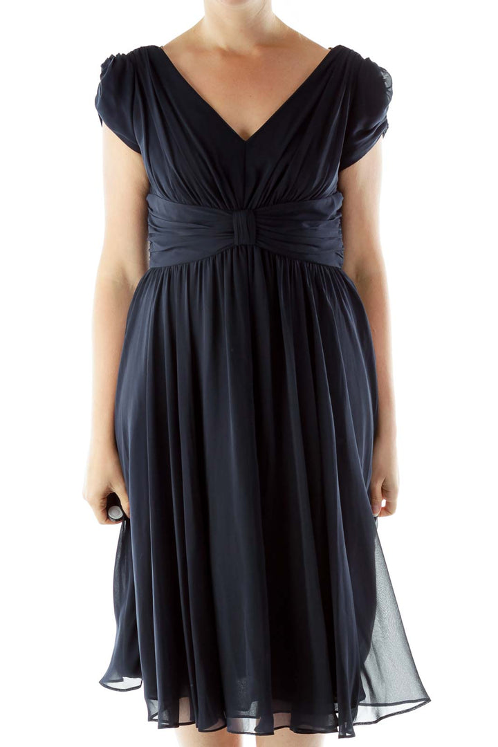 Navy Off-Shoulder Evening Dress