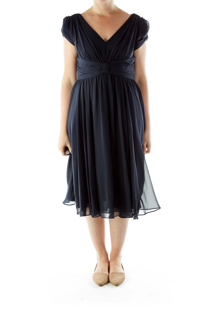 Navy Off-Shoulder Evening Dress