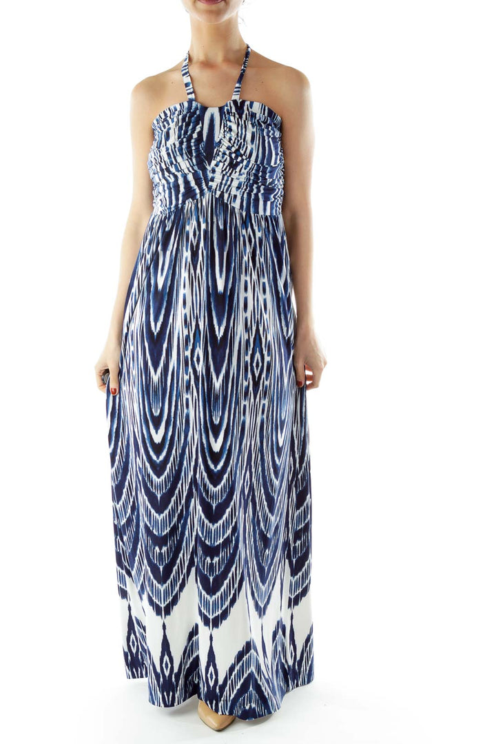 Blue White Tie Dye Maxi Dress