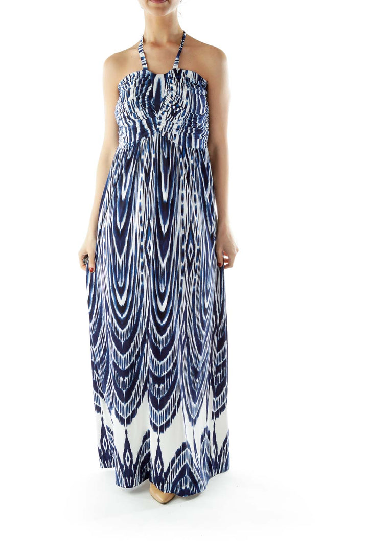 Blue White Tie Dye Maxi Dress