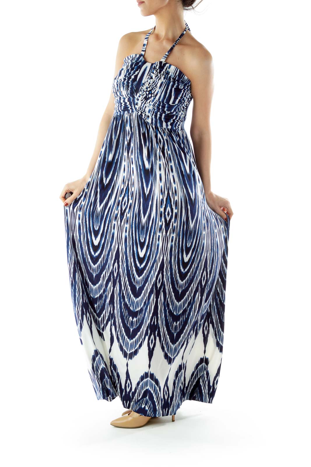 Blue White Tie Dye Maxi Dress