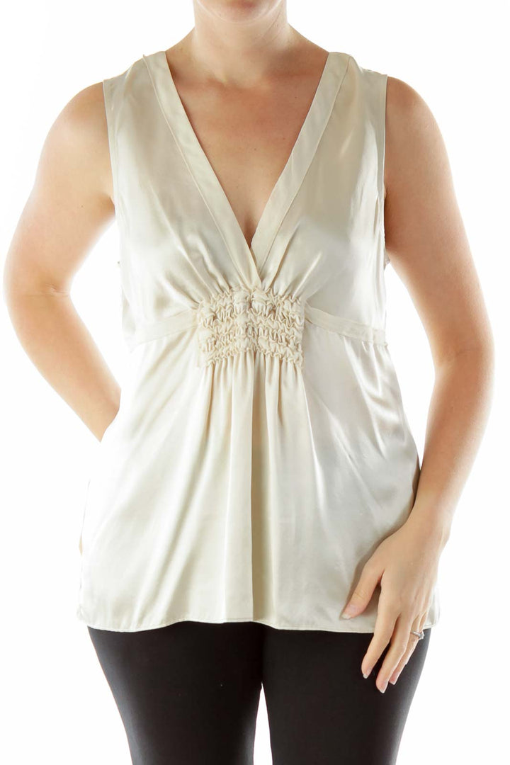 Gold V-Neck Sleeveless Blouse