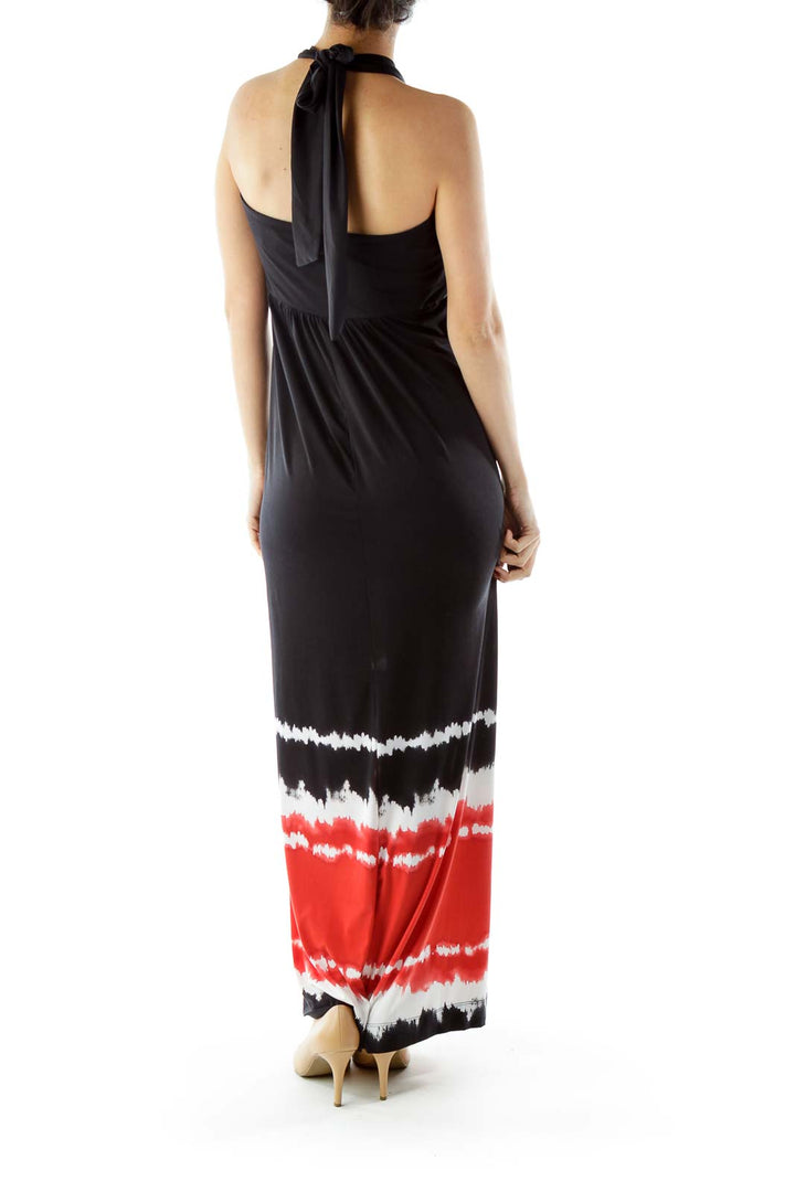 Black Red White Tie Dye Maxi Dress