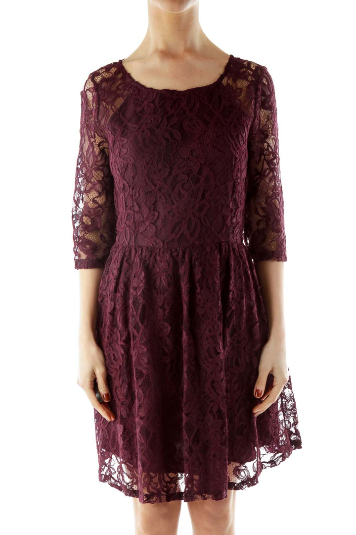 Purple Lace Cocktail Dress