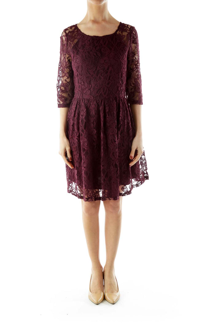 Purple Lace Cocktail Dress