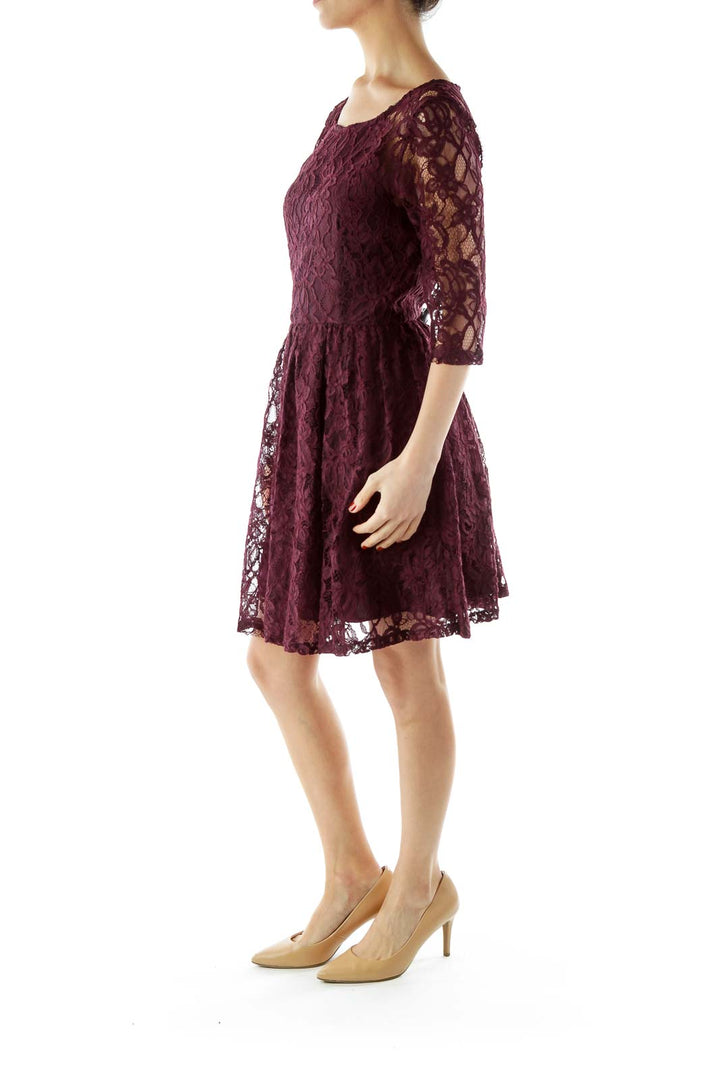 Purple Lace Cocktail Dress