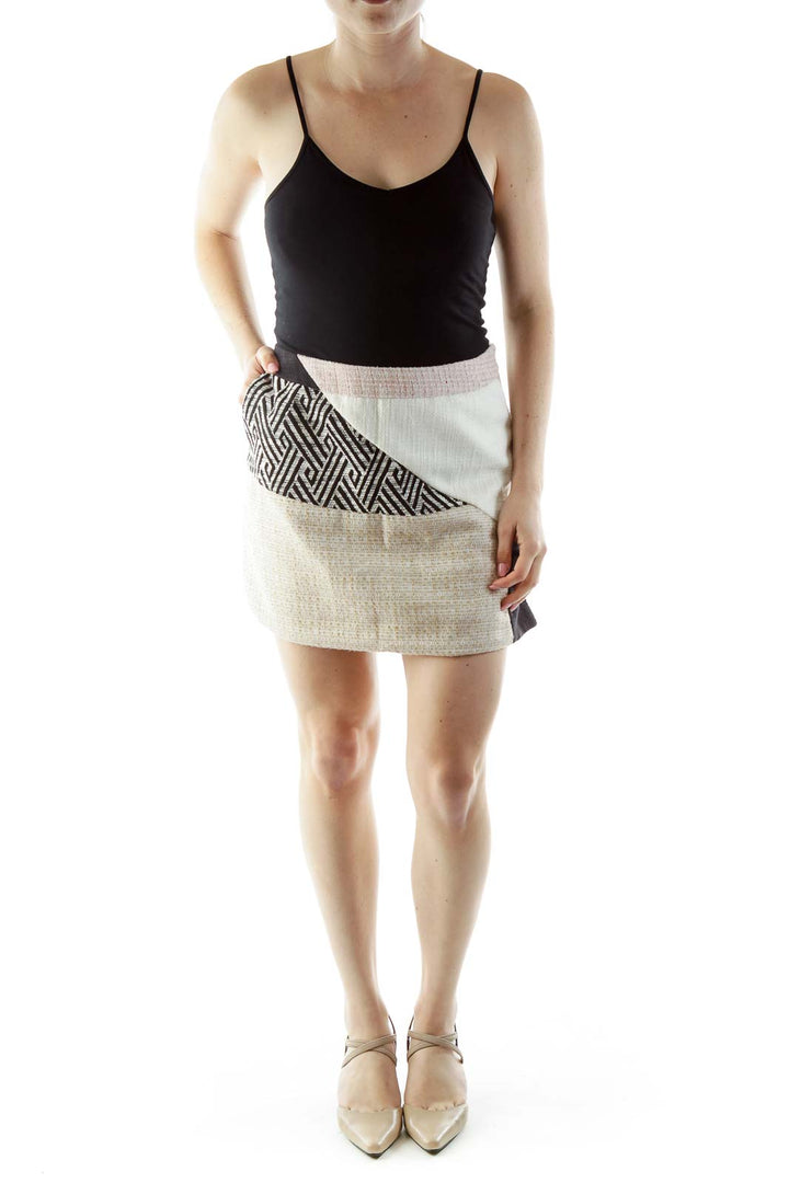 Beige Tweed Mini Skirt