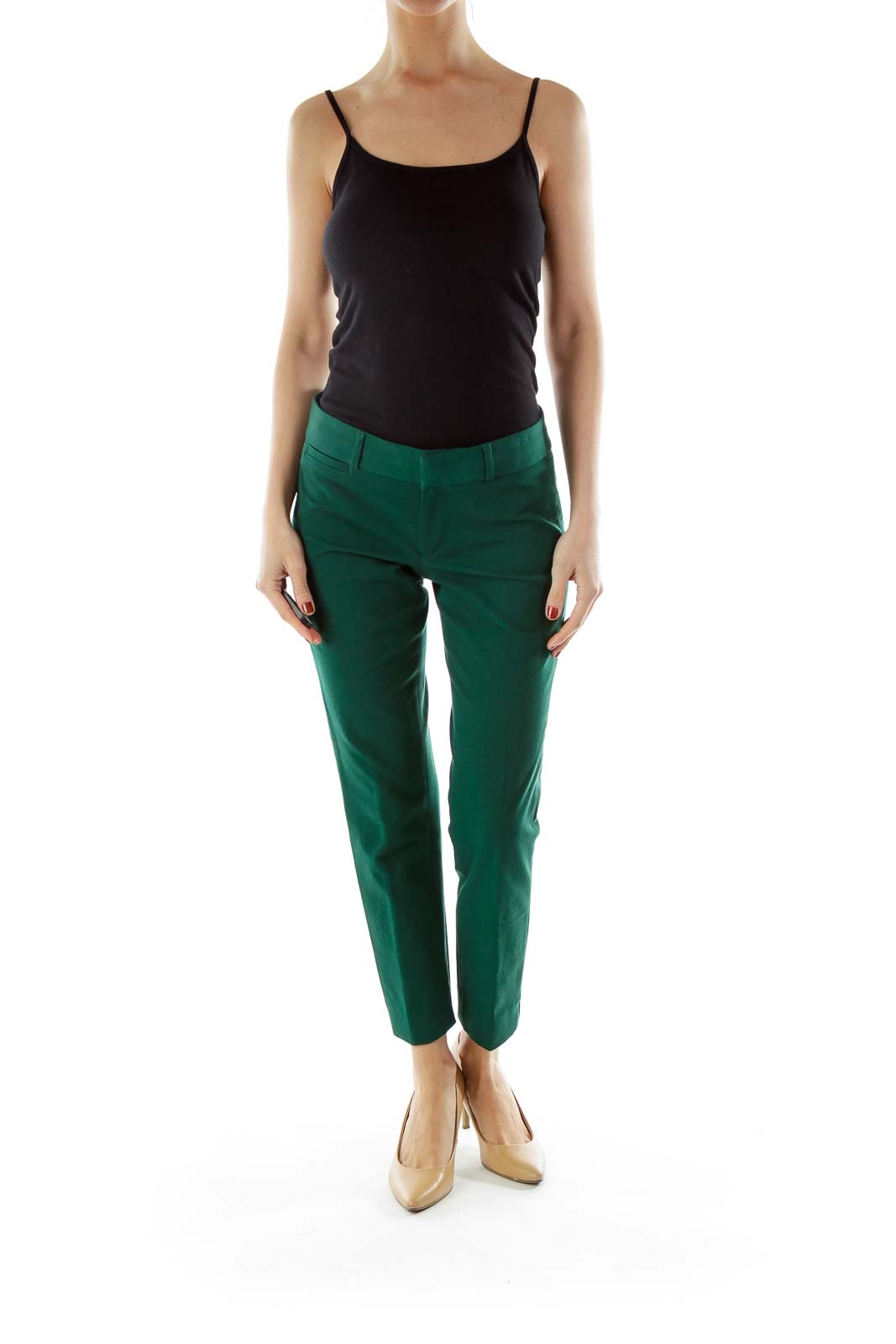 Green Straight-Leg Pants