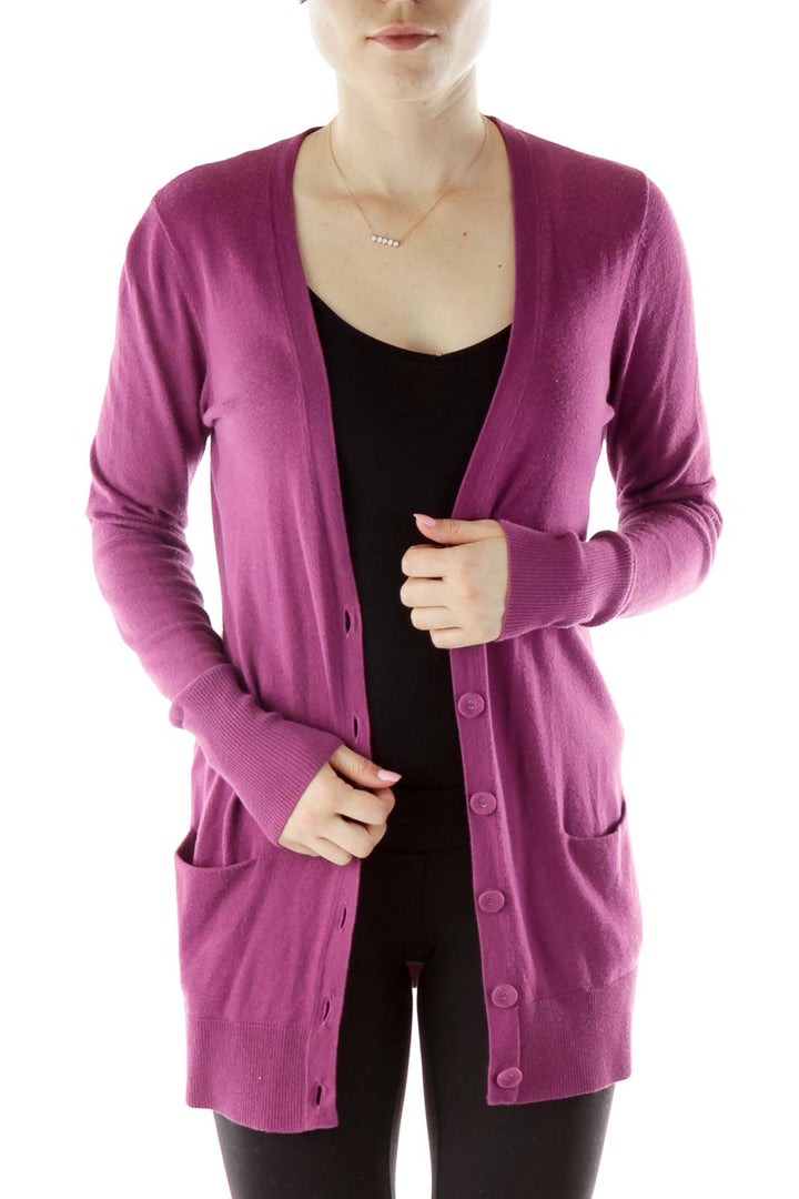 Purple Buttoned Cardigan