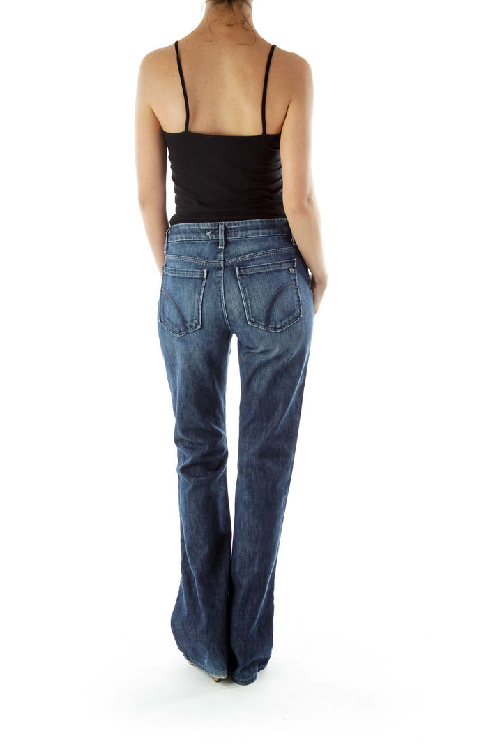 Blue High-Waisted Flared Jeans