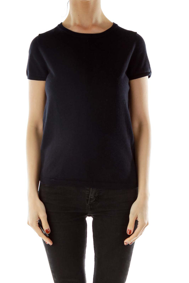 Navy Knit Short Sleeve Shirt