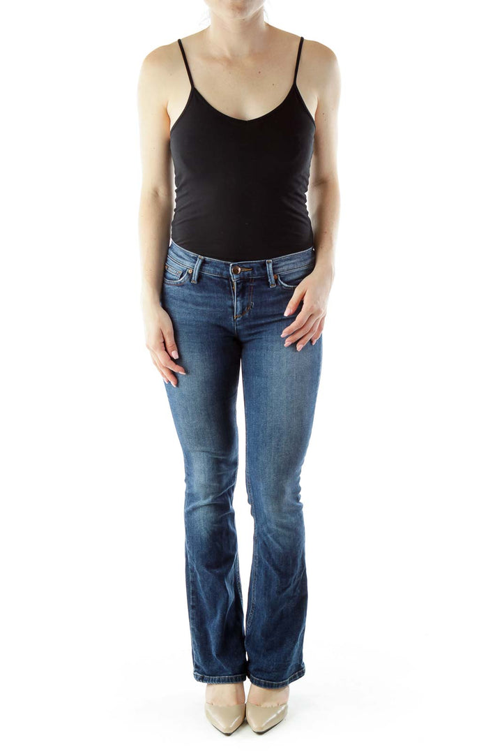 Blue Flared High-Waisted Jeans