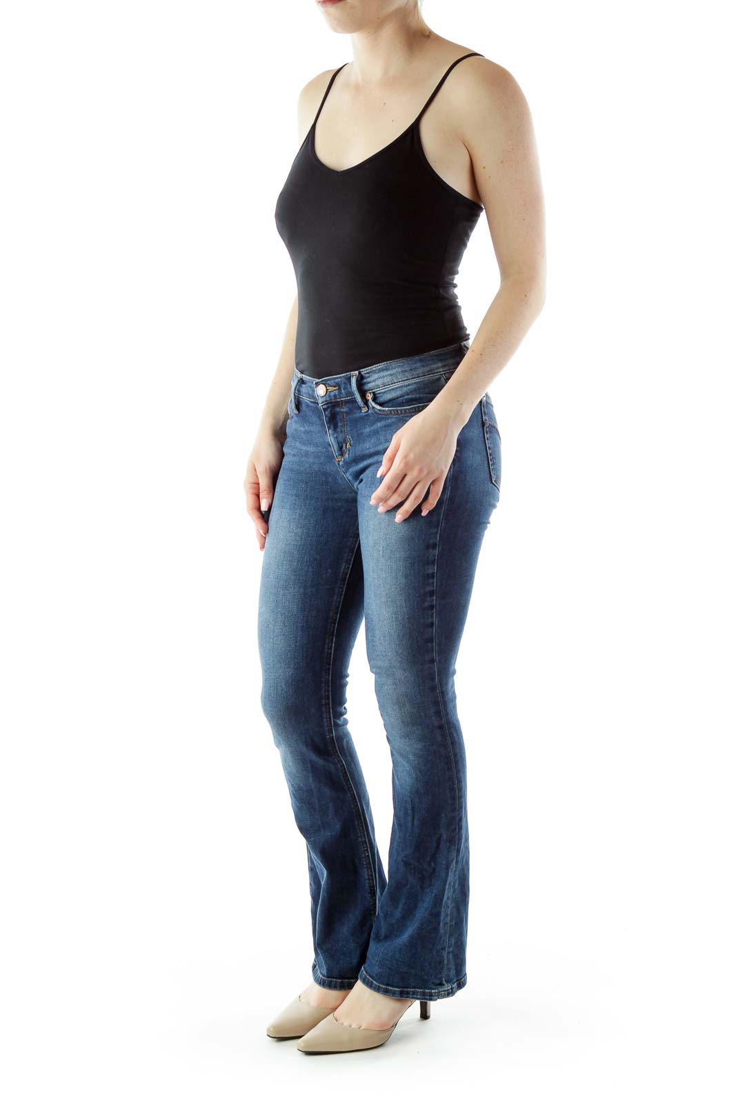 Blue Flared High-Waisted Jeans