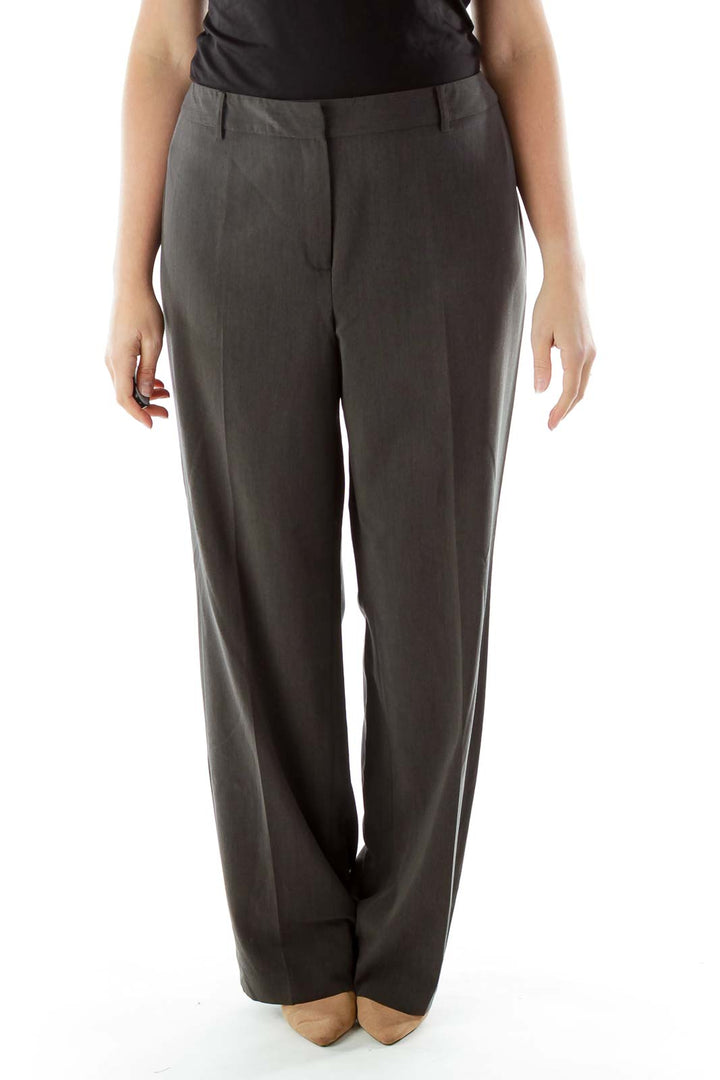 Gray Straight-Leg Slacks