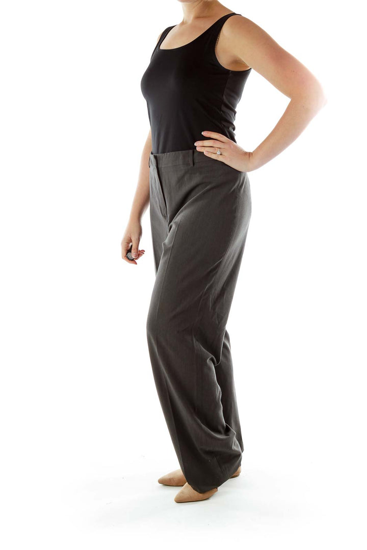 Gray Straight-Leg Slacks