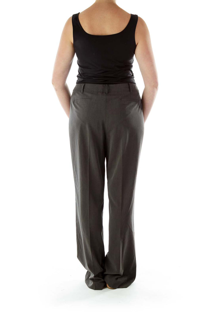 Gray Straight-Leg Slacks