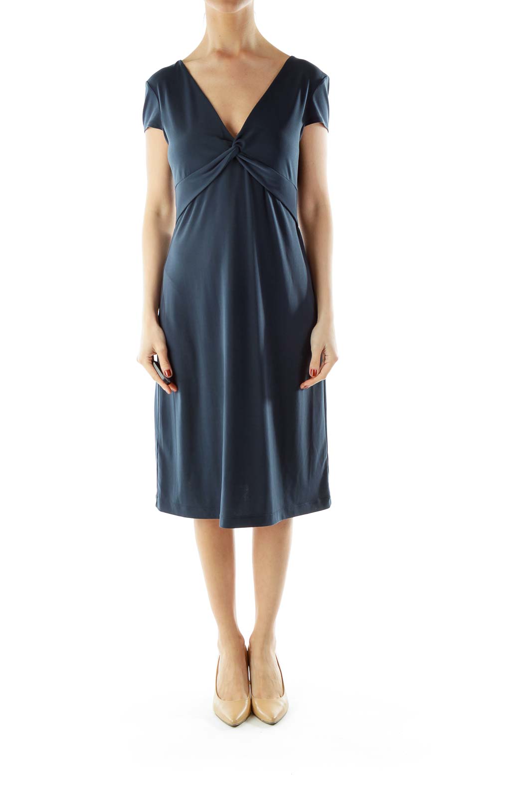 Blue V-Neck Day Dress1