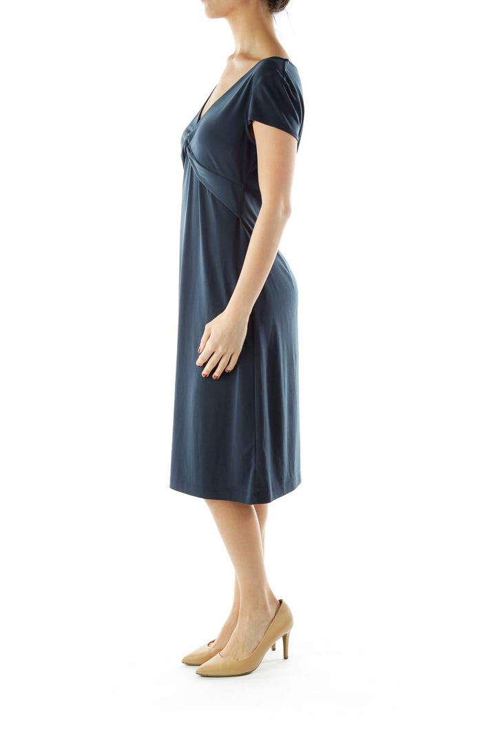 Blue V-Neck Day Dress1