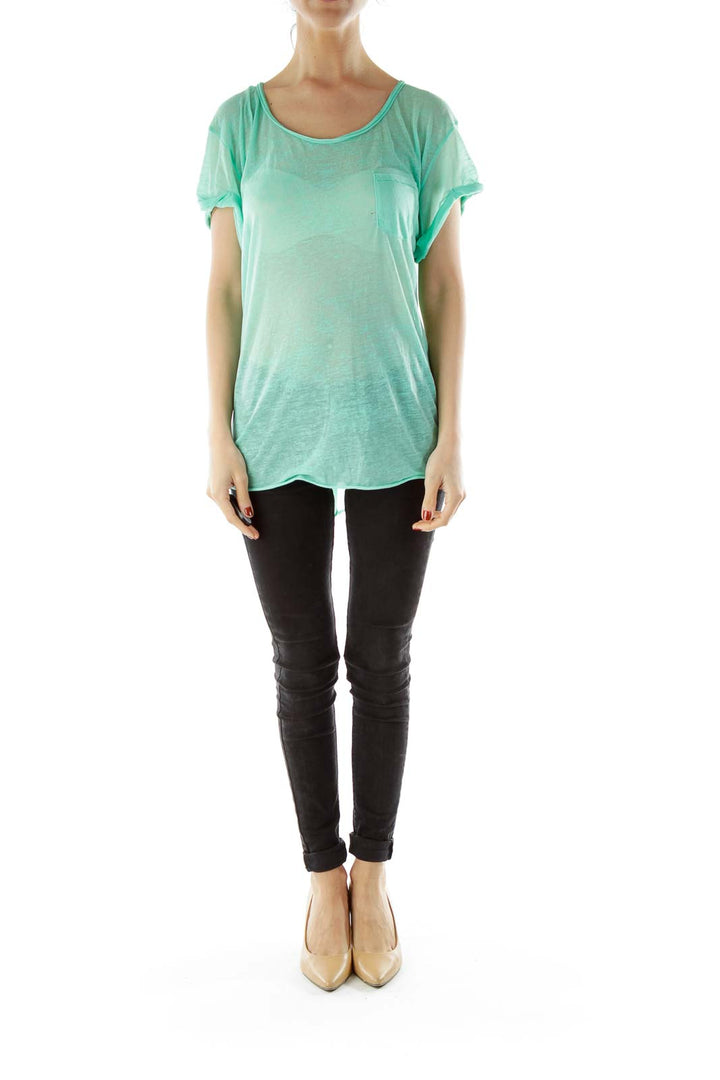 Green Round Neck Pocketed T-shirt