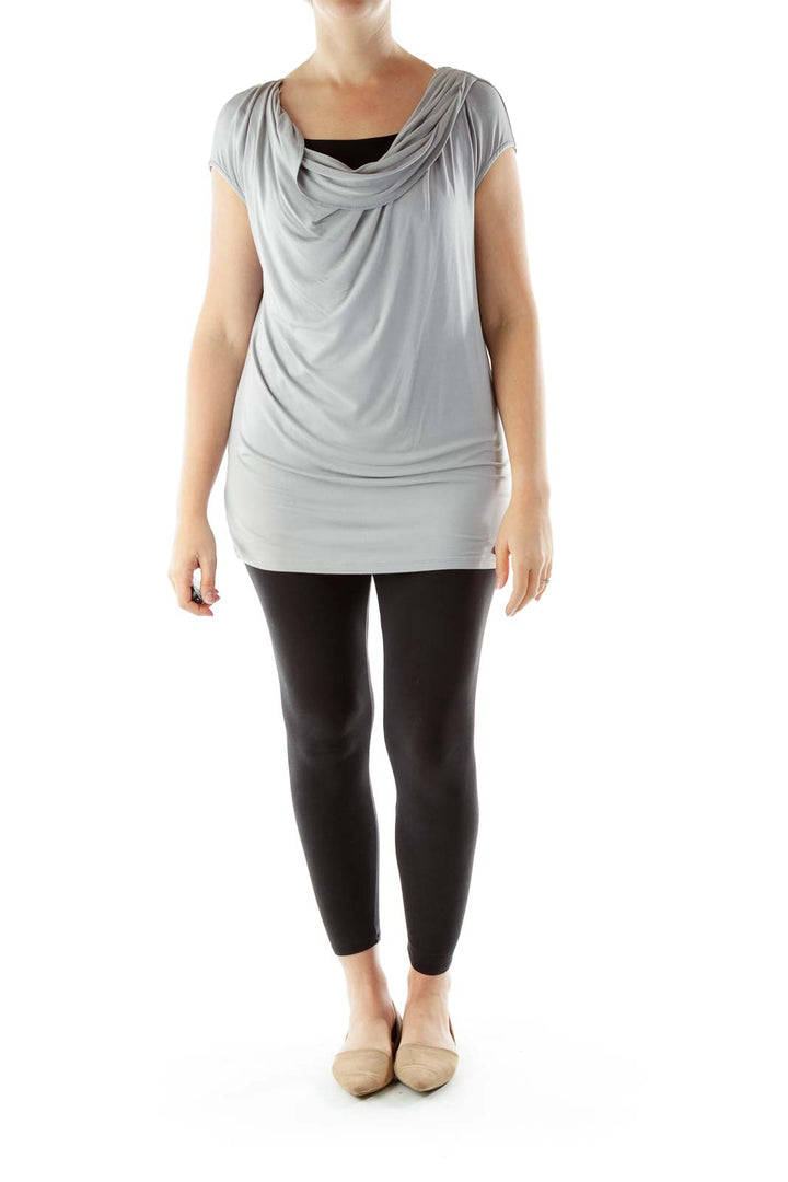 Gray Round Neck Sleeveless Shirt