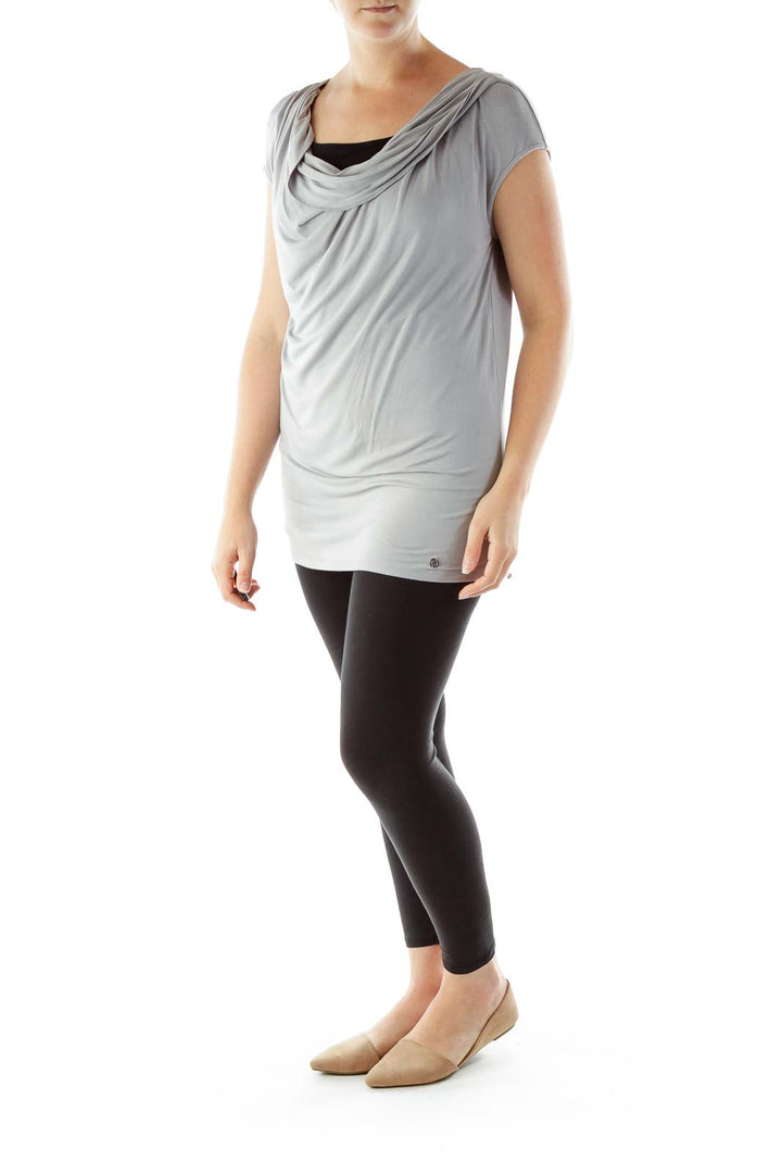 Gray Round Neck Sleeveless Shirt