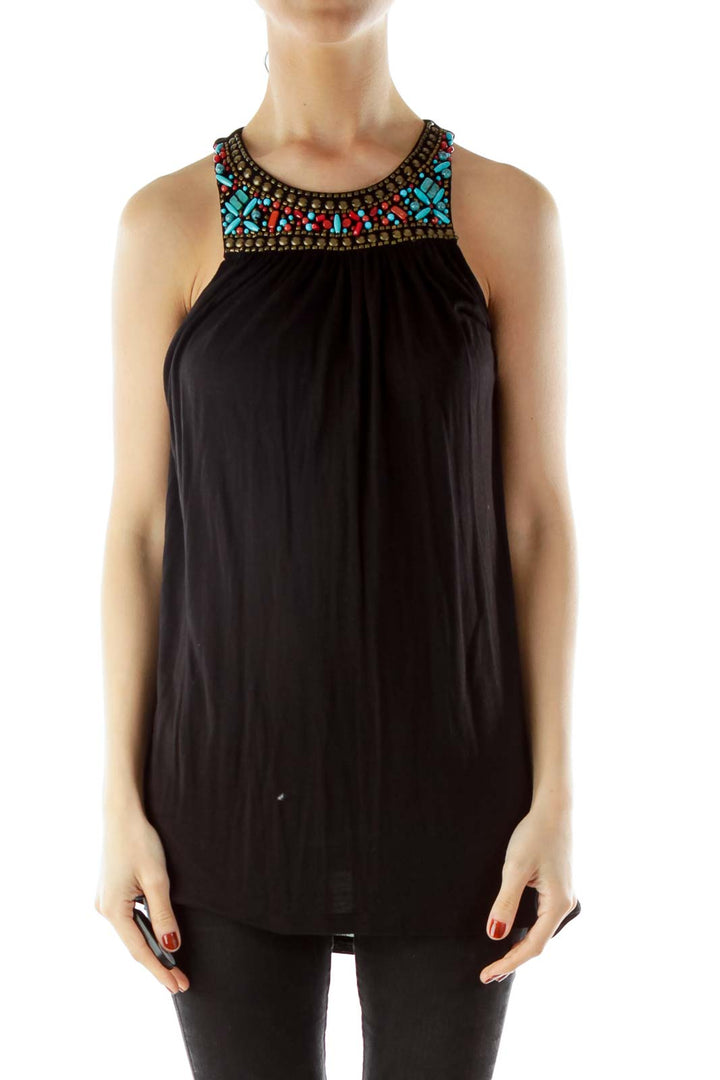 Black Beaded Tank Top