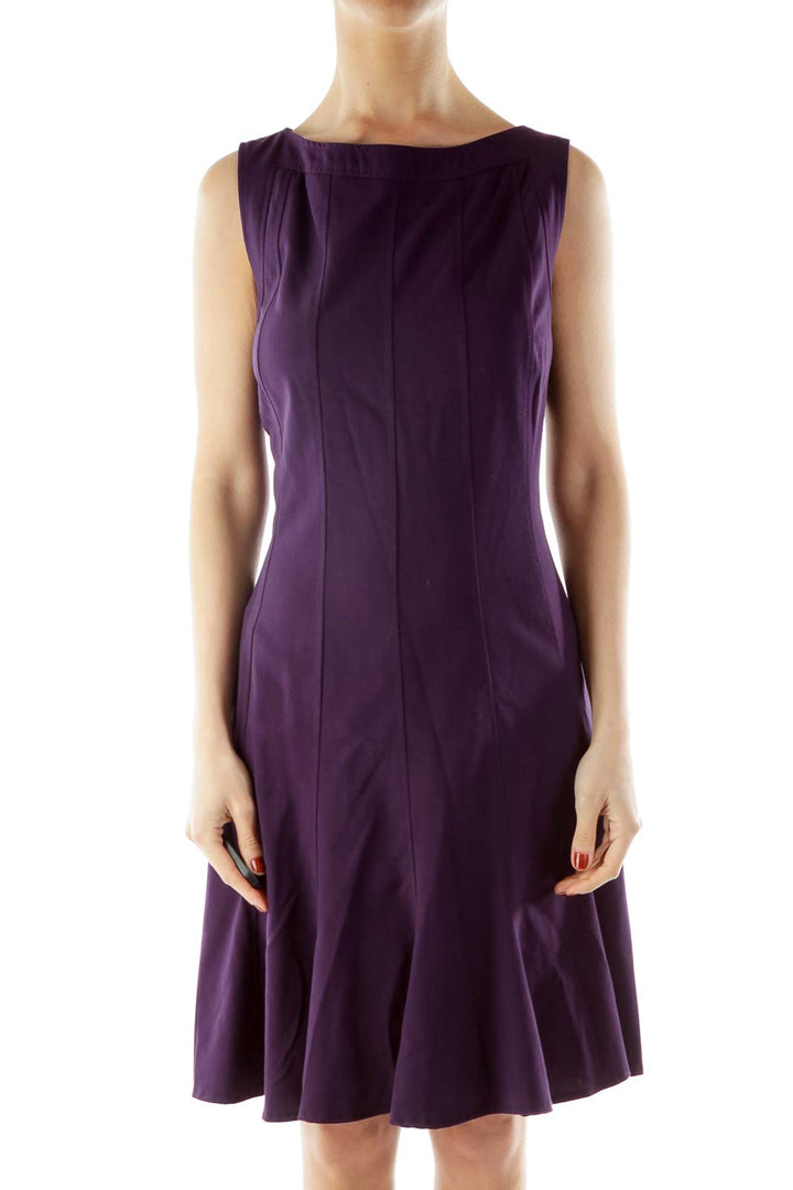 Purple Sleeveless Work Dress