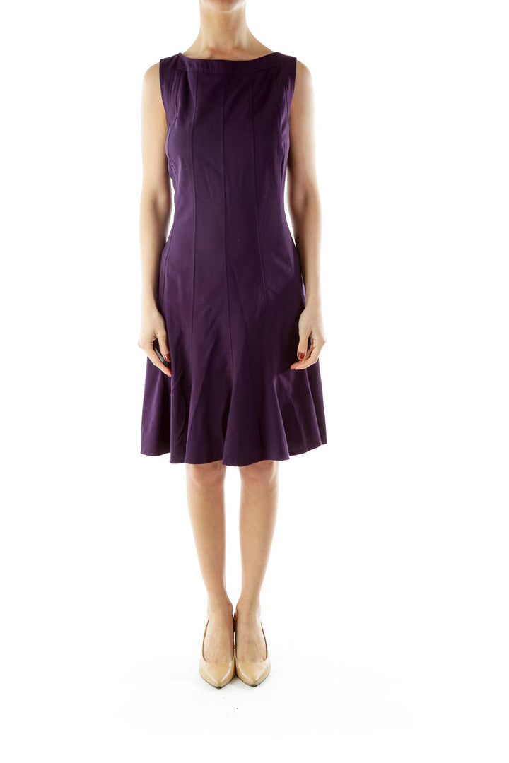 Purple Sleeveless Work Dress