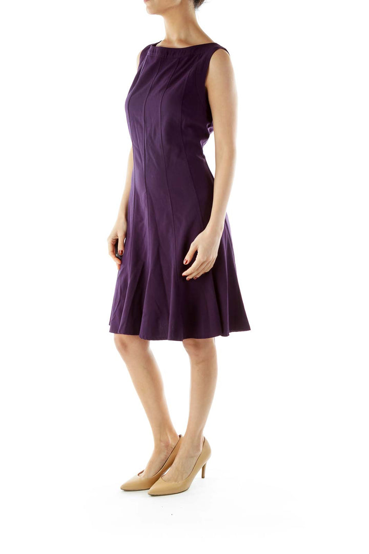 Purple Sleeveless Work Dress