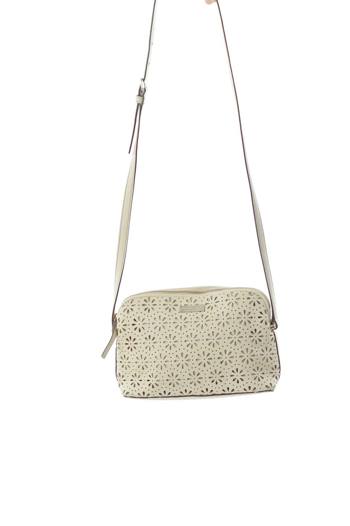 Beige Flower Detail Crossbody Bag