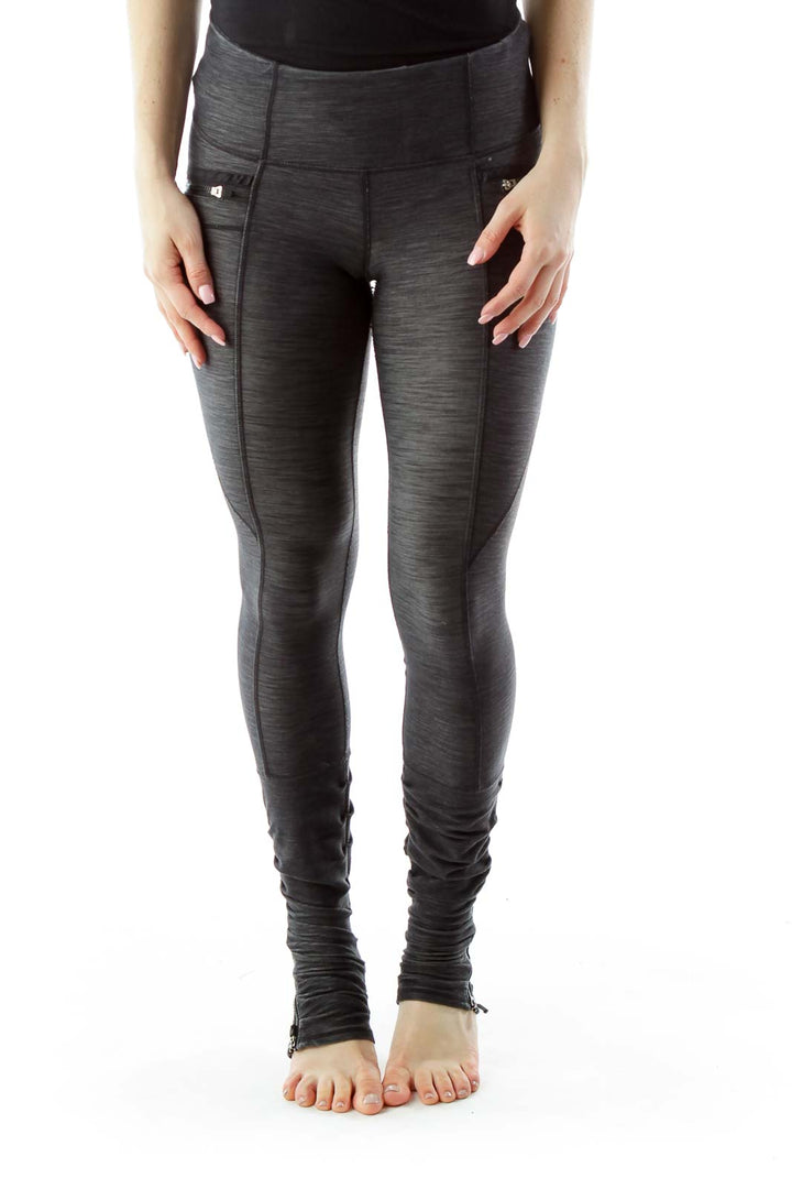 Gray Zippered Yoga Pants