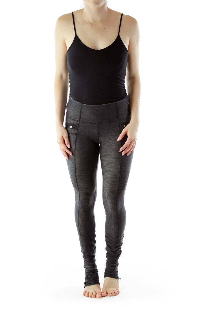 Gray Zippered Yoga Pants