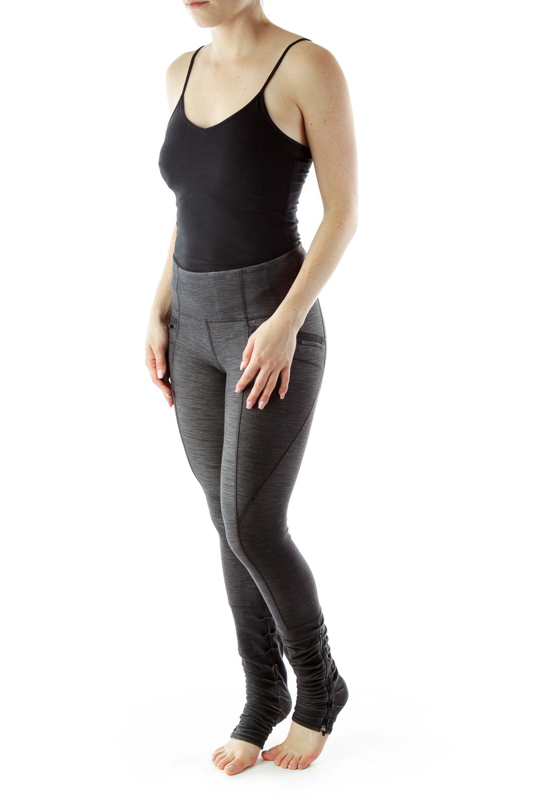 Gray Zippered Yoga Pants