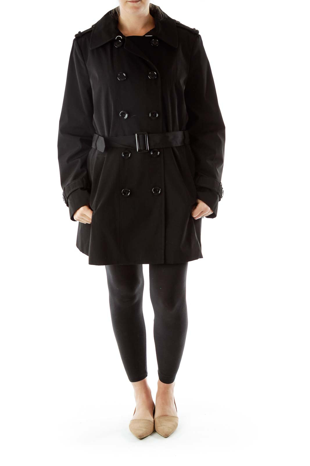 Black Double-Breasted Trench Coat