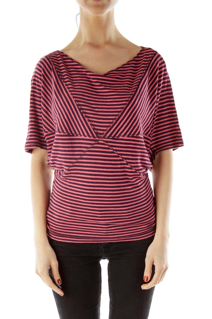 Pink Purple Striped Blouse