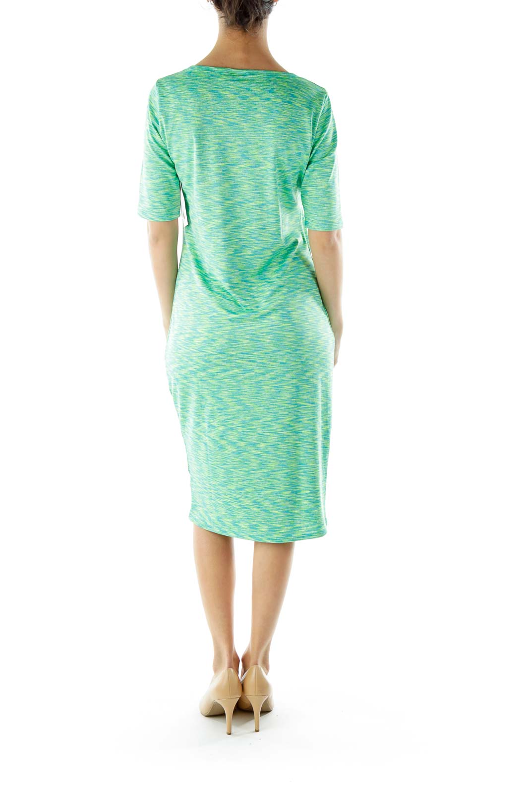 Green Blue Mottled Shift Day Dress