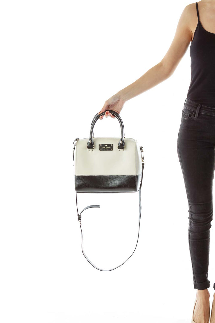 Beige Black Crossbody Handbag