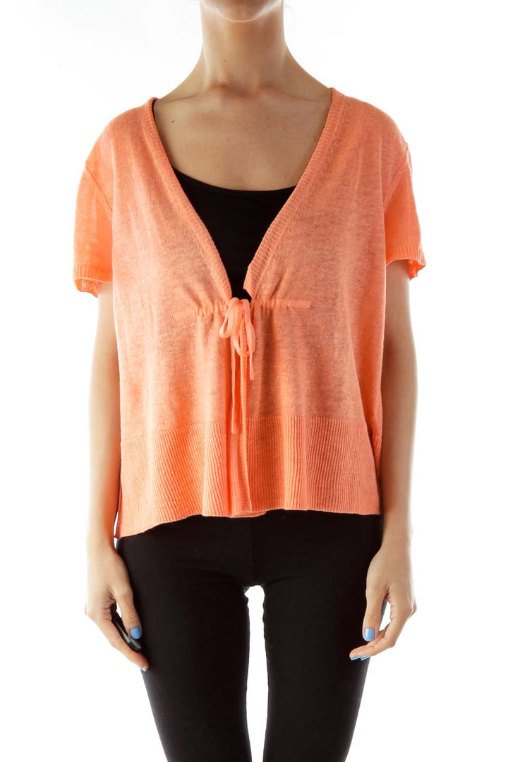 Orange Open Linen Vest