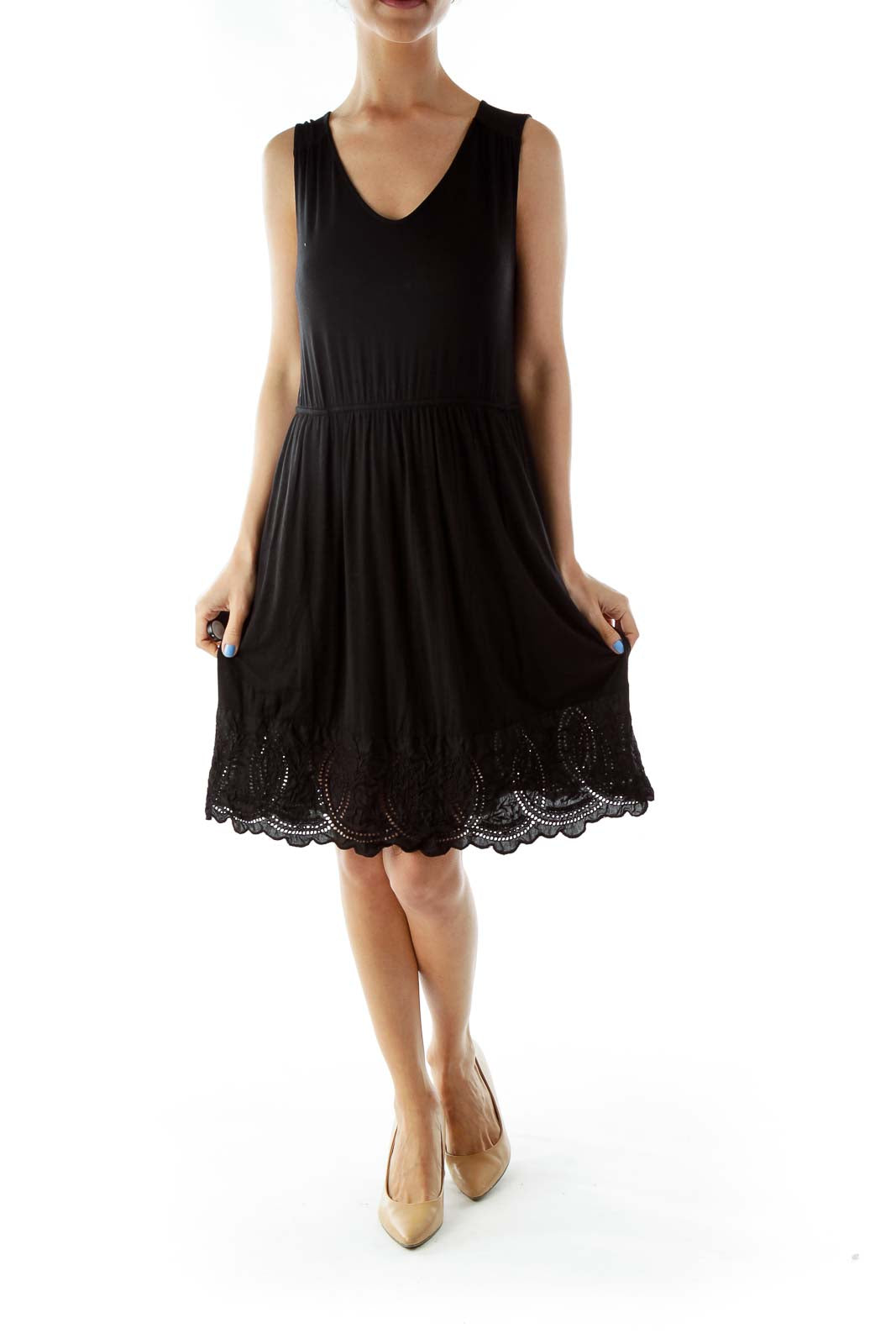 Black Round Neck Sleeveless Day Dress