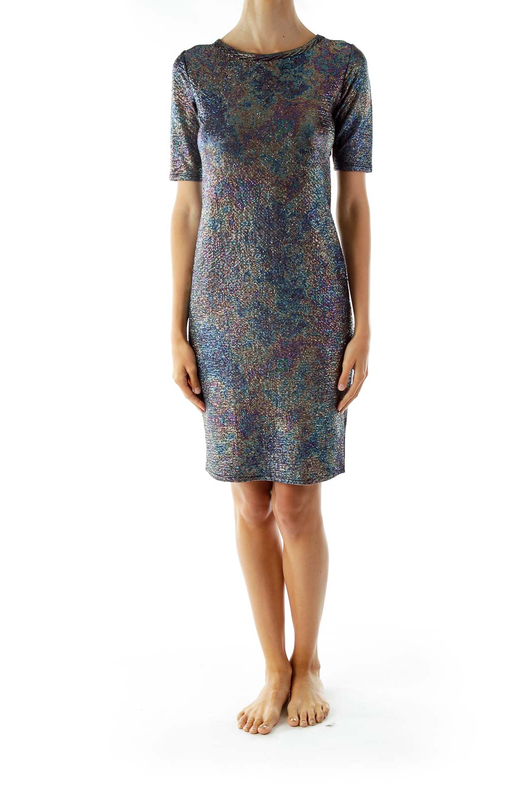 Black Multi-Color Scale Metallic Jersey Dress