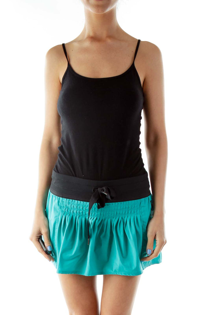 Blue Black Pleated Sports Skort