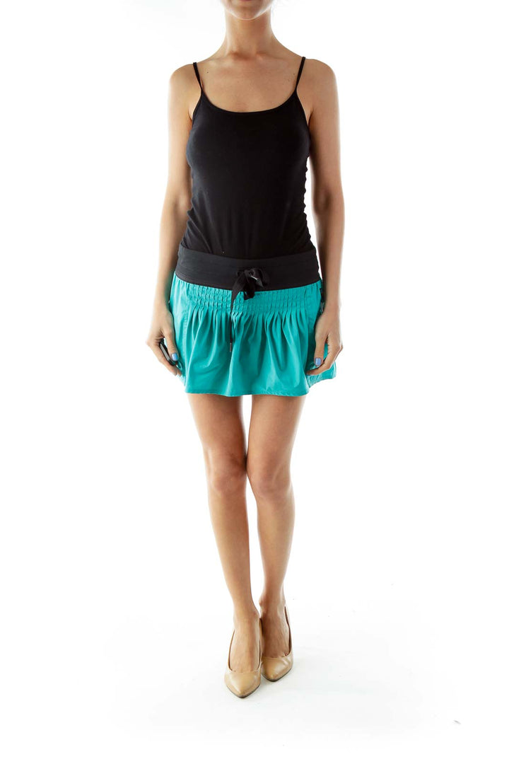 Blue Black Pleated Sports Skort