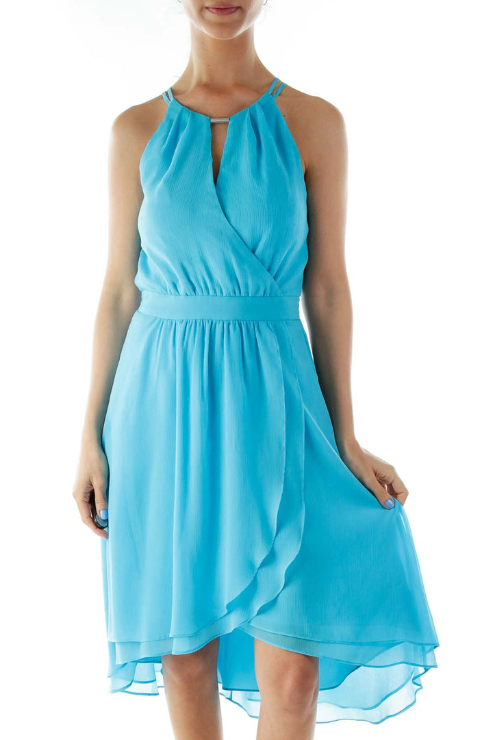 Blue Sleeveless Cocktail Dress