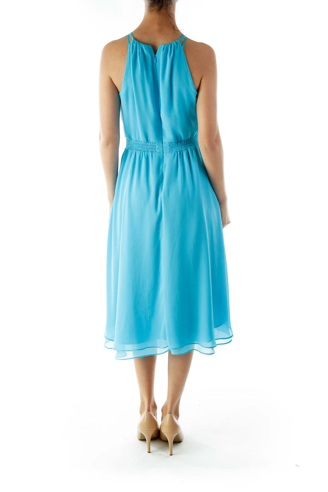 Blue Sleeveless Cocktail Dress