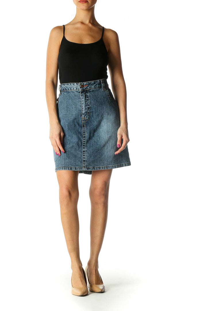 Blue Denim Mini A-Line Skirt