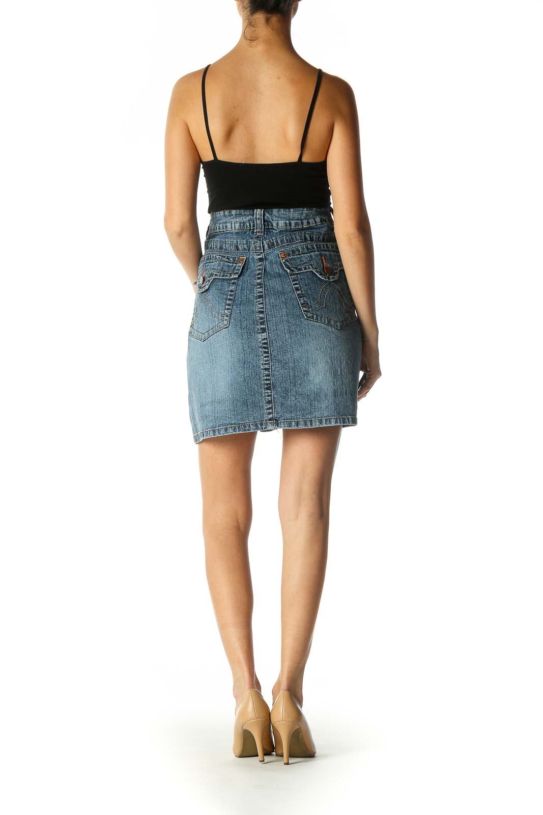 Blue Denim Mini A-Line Skirt